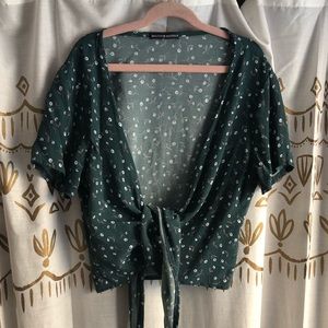 green floral brandy melville wrap top